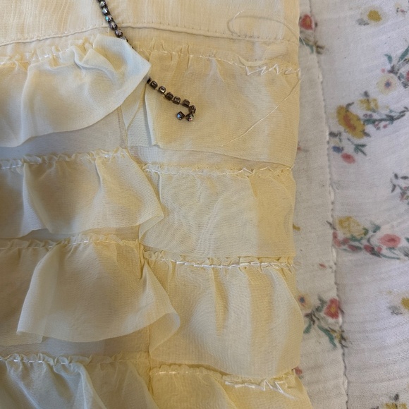 NWT Juju Butter Yellow Sleeveless Ruffle Mini Dress Size XS-S Jeweled Button-Up - Picture 9 of 9